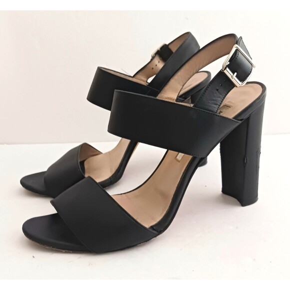 Manolo Blahnik Khan Blk Calfskin Leather Slingback Heeled Sandal EU 37.5 US 7.5 - Picture 13 of 13